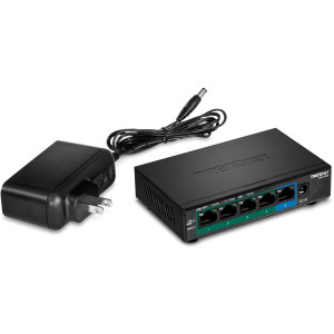 TRENDnet TPE-TG52 5-Port Unmanaged Gigabit Ethernet PoE+ Switch, 32W PoE budget